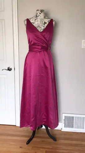 Jim Hjelm Occations Vintage Gown Fit Flare A-line Satin Wrap Draped Formal Evening Prom Colorful Coquette Retro Bright Slid Rockabilly Vintage Y2k