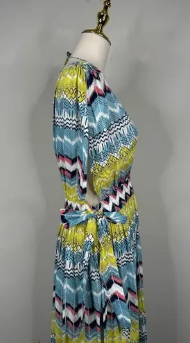 Gorgeous America and Beyond Chevron Pattern Beach Bathing Suit Coverup Dress Blue Size L