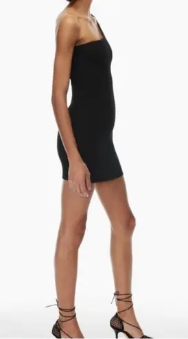 Babaton Sculpt Knit One Shoulder Dress Black Rubbed Bodycon Womens Size XS