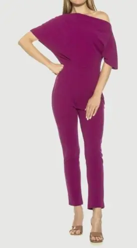 Alexia Admor NWT Draped One-Shoulder Jumpsuit Unitard Size Medium Plumtastic - Image 1