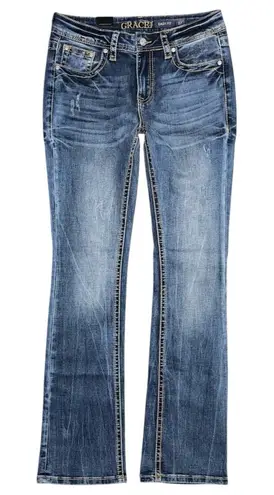 GRACE IN LA NWT Easy Fit Mid Rise Bootcut Jeans Long Inseam Sz 27 x 34.5 EB51729