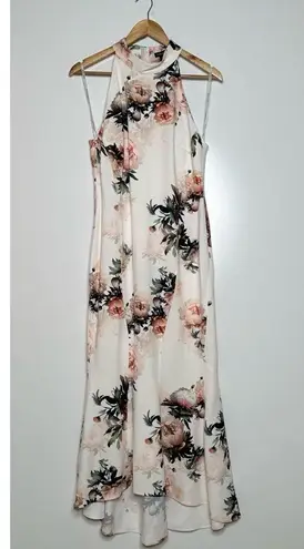 Karen Millen NWT Satin Crepe Peony Waterfall Hem High Neck Dress Size 8
