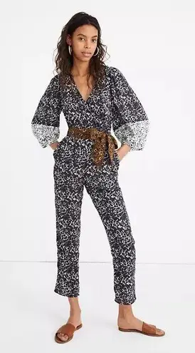 Apiece Apart Floral Puff-Sleeve Navy Blue Jumpsuit 4