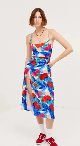 For Love & Lemons  Lorenza Midi Dress in Blue Size Small NWT