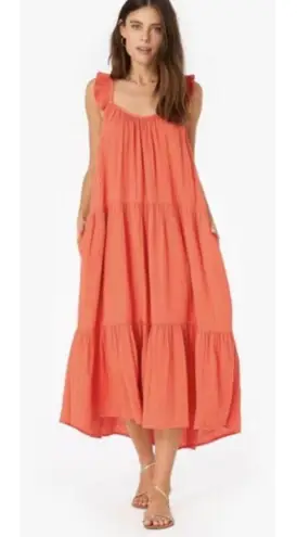 💕XIRENA💕 Rumer Tiered Gauze Cotton Maxi Dress ~ Paprika Large Orange
