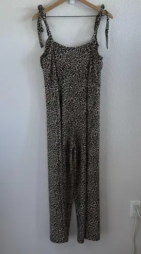 TopShop Love Jumpsuit Cropped with Shoulder Neutral Print US 12 Black