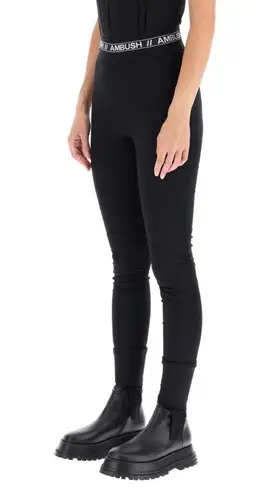 AMBUSH Logo Print Stirrup Pant Leggings Black High Rise Size 2