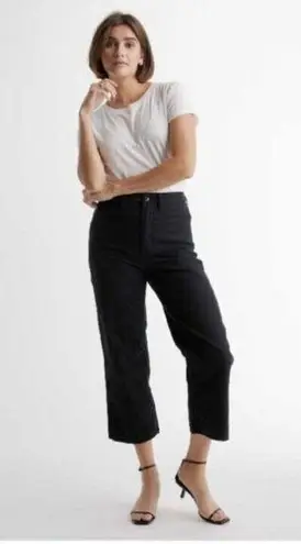 Quince Womens Organic Stretch Cotton Twill Wide-Leg Crop Pant Black 25