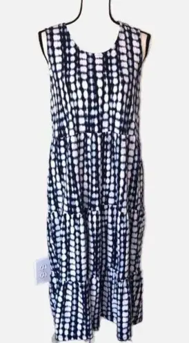 Denim & Co Blue Size Small Linen Knit Dress Beach Vacation Pockets Tie Dye