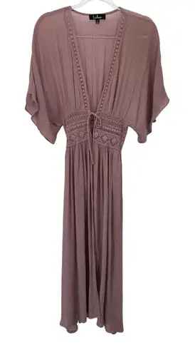 Lulus Long Duster Hippie Boho Festival Womens Medium Pink Lace Coquette