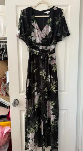 June and Hudson BNWT Black Floral Faux Wrap Maxi Dress