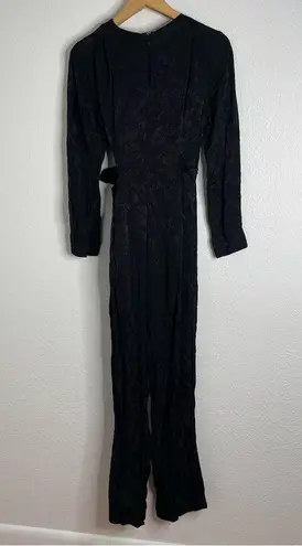 Jonathan Simkhai Julia Wrapped Jumpsuit Black Satin Size 2