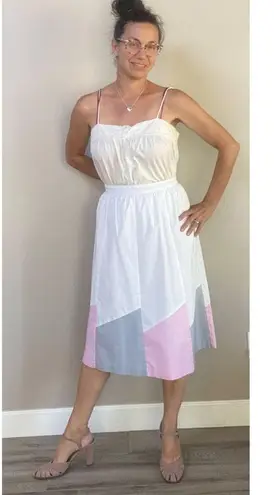 Jantzen Vintage late 60s/ Early 70s pink grey white color block midi ski…