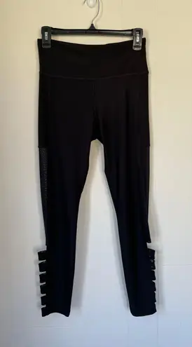 ABS Allen Schwartz Leggings Size Small Black Mesh Cutouts