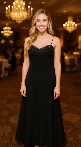 Dave and Johnny Black Sparkle Gown