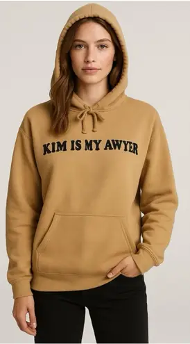 Kim Is My Lawyer Tan Pullover Hoodie Fleece Sweatshirt Graphic Top Size L Size L