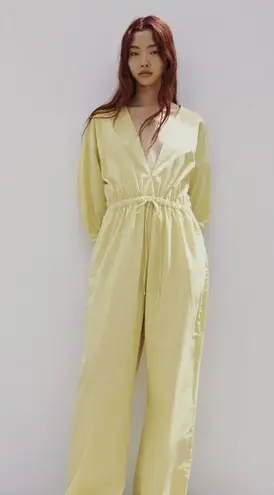 ZARA  Voluminous COTTON POPLIN WIDE LEG JUMPSUIT IN Pistachio Bloggers Fave M