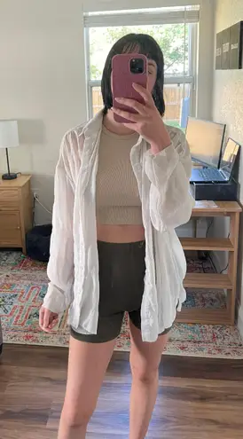 Missguided White Oversized Crinkle Shirt