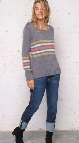 Wooden Ships  Womens Size X/S Sweater Crewneck Pullover Gray Cameron Stripe Knit