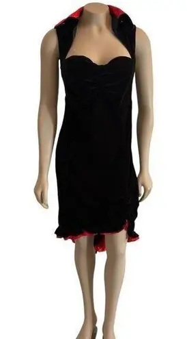 Women's S/M Halloween Black Velvet Red Silk Vampire Costume Sleeveless Dress Size undefined