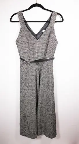 Mango MNG Tweed Micro Black White Houndstooth Woven Print Sleeveless Flare Dress 2