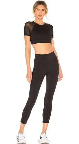 Alo Chevron Capri Semi Sheer Legging Black Womens Size XS