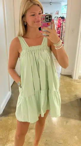 Boutique Green Mini Babydoll Dress