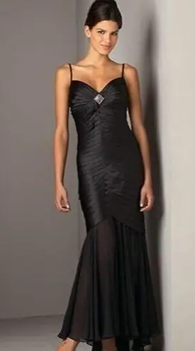 Tadashi Shoji Vintage Tadashi Spaghetti Strap Black Formal Gown With Matching Shawl Size 14