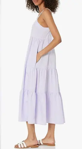 The Drop Britt Tiered Maxi Tent Dress in Lavender Sleeveless w/Pockets Small NWT Purple