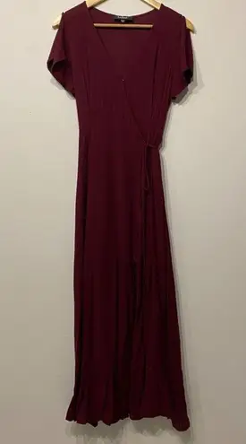 Lulus Women's Heart of Marigold Burgundy Wrap
Maxi Dress M Red