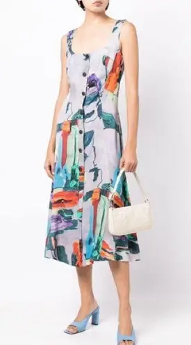 NWT Paul Smith floral glitch lilac satin button