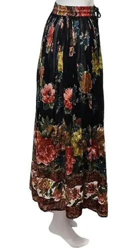 American Vintage Huntington Ridge Black Floral Woven Cotton Lightweight Maxi Skirt Size XL