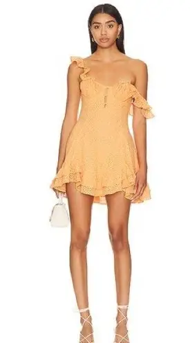 Camila Coelho Orange Asymmetrical Ruffled Sundress