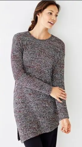 Pure Jill Marled Knit Sweater Red Black White Wool Cashmere Asymmetrical Medium