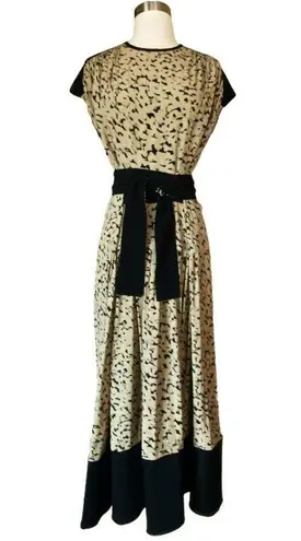 Proenza Schouler Cape Dress Inky Leopard Print Short Sleeve Combo Black Tan 4