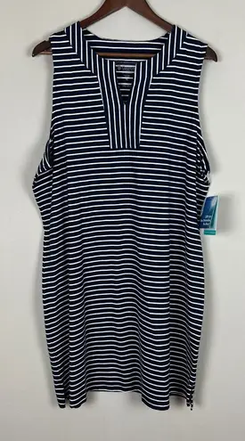 Coolibar Oceanside Tank Dress Womens XL Navy Blue Stripe Sleeveless UPF 50+ New