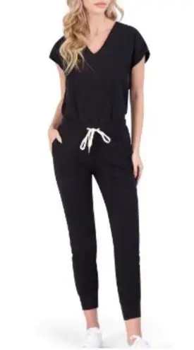 n:philanthropy NWT Lawes Short Sleeve V-Neck Black Jumpsuit XL
