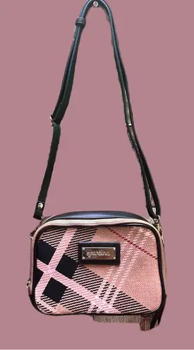 Spartina 449 Pink and Black Crossbody Bag with Geometric Design