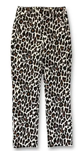 EUC J.Crew Remi Leopard Print High Rise Crop Pants Women's 00 Brown