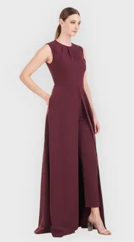 NWOT Kay Unger Zeda Crepe Dress Burgundy Pantsuit Purple Size 0