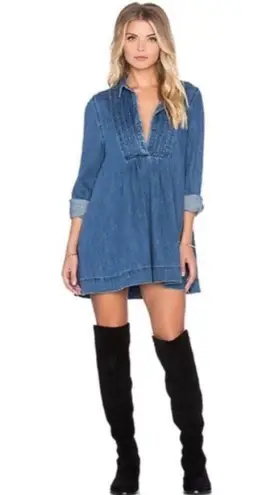 Free People  Baby Blues Denim Tunic in Robins Blue Dress Western Small