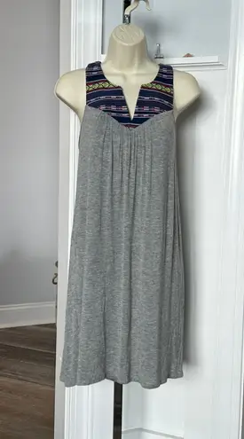 Pinkblush Sz S Cute Casual Sleeveless Dress Gray W Denim Type Trim