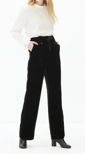 Sandro Black Venus Velvet Wide-Leg Pants