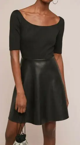 Bailey44 Anthropologie Bailey 44 Parlour Ponte Dress Faux Leather Sz MP Holiday Party