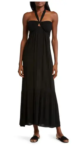 Elan Tiered Halter Maxi Cover-Up Dress Size Large