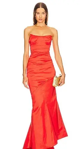 Michael Costello x REVOLVE Bette Gown in Red Orange