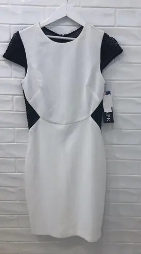 XScape 𝅺 colorblock cap sleeve dress embellished