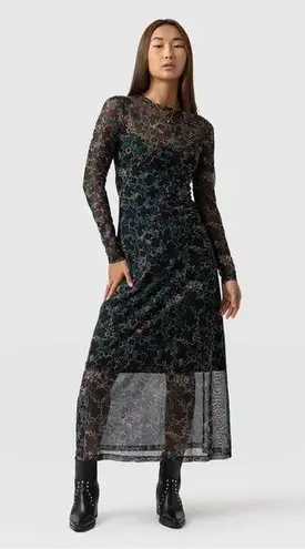 NWT Saint + Sofia Runway Mesh Dress in Green Twilight Floral Size US12