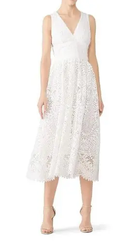 Shoshanna Midnight Christabella Dress Lace Hourglass Sleeveless V-Neck White 2