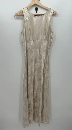 All that jazz Womens Y2K Maxi Dress Size 11/12 Vintage Cream Floral Satin Prom